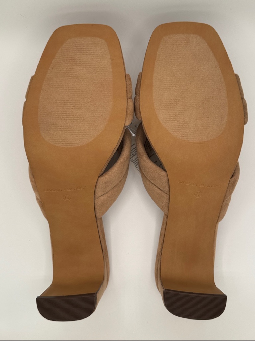 Amazon Essentials Tan Suede Padded Crisscross Slide Mules - Picture 3 of 4